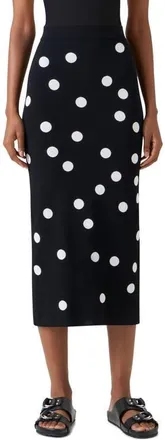 Akris Polka Dot Jacquard Knit Pencil Skirt in Black-Cream at Nordstrom, Size 12