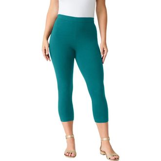 Roaman's Plus Size Essential Stretch Capri Legging in Tropical Teal at Nordstrom, Size 12