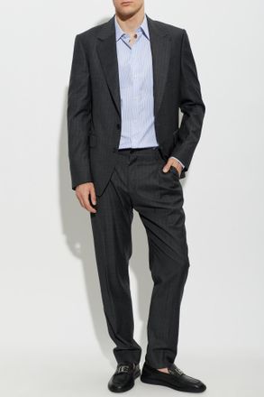 Dolce & Gabbana Wool Pleated Trousers, Mens, Grey