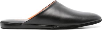 Santoni smooth leather slippers - men - Fabric/Calf Leather/Calf Leather - 10 - Black