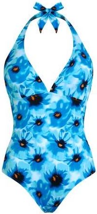 Vilebrequin Women Halter One-piece swimsuit Poppies in Blue Topaz at Nordstrom, Size Medium