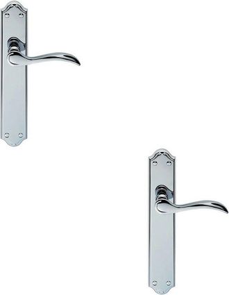 Loops 2x PAIR Curved Handle on Long Latch Backplate 245 x 45mm Polished Chrome