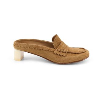 Maison Margiela Suede Heeled Mule - Dames - Muiltjes - Bruin - 41 EU - Leer - Schoenen