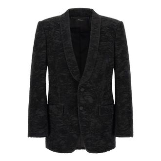 Tom Ford Silk Astracan Pliss&eacute; Colbert-jas - Heren - Pakken - Zwart - Maat: L Zijde