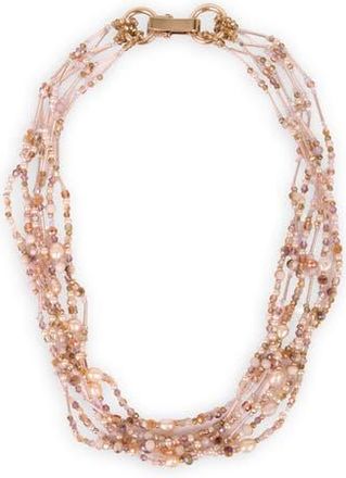 Saachi Beaded Cluster Statement Necklace in Light Pink at Nordstrom Rack