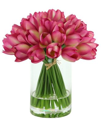 Creative Displays Inc. Pink Tulips Arranged In Clear Glass Vase