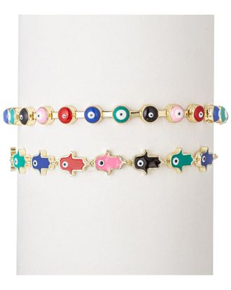 Eyecandy LA Eye Candy La The Luxe Collection Enamel Hamsa & Evil Eye Cuff Bracelet