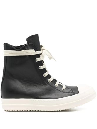 Rick Owens lace-up leather sneakers - women - Calf Leather/Calf Leather/Rubber - 38.5 - Black