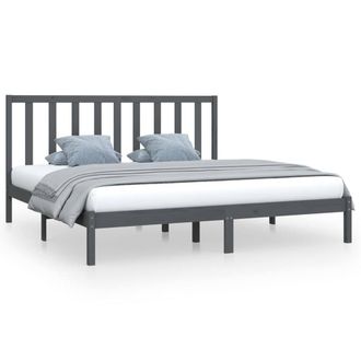 Berkfield Home Bed Frame Grey Solid Wood Pine 200x200 cm