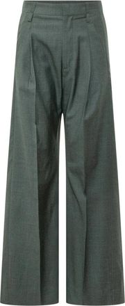 Victoria Beckham Ethel Trouser - Dames - Wijde Broeken - Groen - XS - Wol - Broeken