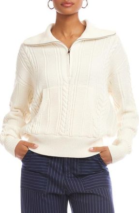Fifteen Twenty Karin Cotton & Wool Blend Half Zip Sweater in Cream at Nordstrom, Size Small