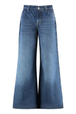 7 For All Mankind Blue Flared High Rise Jeans