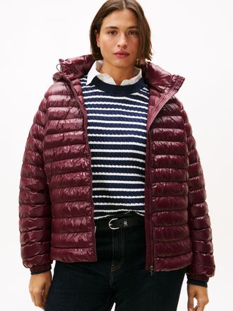 Tommy Hilfiger Steppjacke TOMMY HILFIGER CURVE CRV LW PADDED SLIM JACKET, Damen, Gr. 46, rot (deep burgundy), Steppware, Obermaterial: 100% Nylon. Futter: 100% Polya