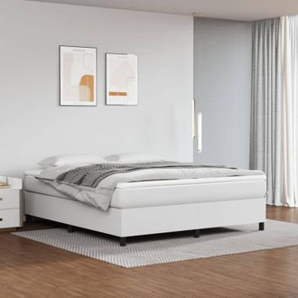 vidaXL Vidaxl - Cama Box Spring Con Colch&oacute;n Cuero Sint&eacute;tico Blanco 180x200 Cm