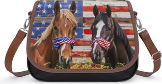 Generic Horse Sunflower U.S. Flag Fashion Womens Crossbody Bags Novelty Handbag Shoulder Bag Purse