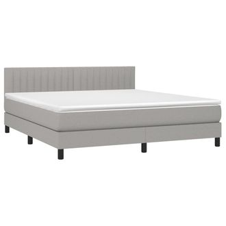 vidaXL Vidaxl - Cama Box Spring Con Colch&oacute;n Tela Gris Claro 160x200 Cm