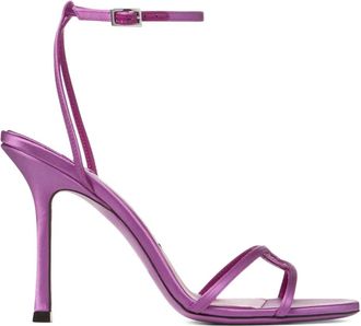 Jimmy Choo London 100 mm Leo round-toe sandals - women - Fabric/Calf Leather/Calf Leather - 39,5 - Purple