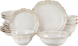 OEM Juego De Vajilla De 16 Piezas, Elegante Dise&ntilde;o En Relieve, Apto Para Lavavajillas
