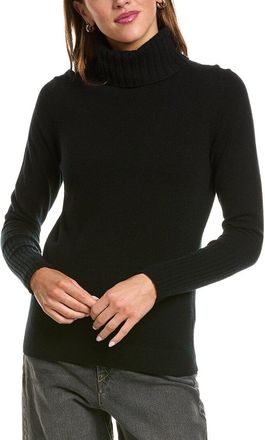 Fort&eacute; Cashmere Chunky Trim Turtleneck 100% Cashmere Sweater