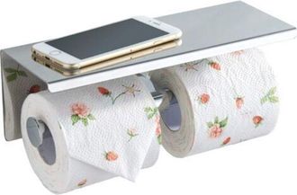 OEM Portarrollos De Papel Higi&eacute;nico, De Acero Inoxidable Para Montaje En Pared, Doble Almacenamiento De Papel Higi&eacute;nico, Color Plata