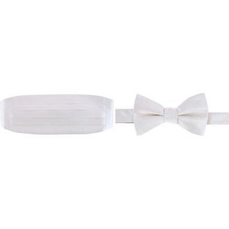 Trafalgar Store Sutton Solid Color Silk Cummerbund & Bow Tie Bundle in Ivory at Nordstrom