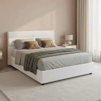 Dmora Cama De Plaza Y Media Briona, Desenfundable, Con Caj&oacute;n Made In Italy, Tama&ntilde;o Colch&oacute;n 120x200 Cm, Blanco