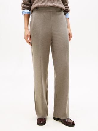 Tommy Hilfiger Anzughose TOMMY HILFIGER PUNTO GB STRAIGHT PANT, Damen, Gr. 34, N-Gr, heather taupe, Web, Obermaterial: 68% Polyester, 28% Viskose, 4% Elasthan, melie