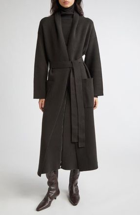 Johnstons of Elgin Belted Double Face Stretch Cashmere & Merino Wool Jacket in Iron/Black at Nordstrom, Size X-Small
