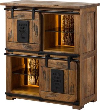 Massivmoebel24 Credenza in legno di Mango / Legno riciclato 90x45x100 Laccato naturale railway lux 122