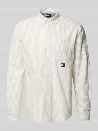 Tommy Jeans Regular Freizeithemd mit Label-Stitching Modell OXFORD in Beige, Gr&ouml;&szlig;e XS