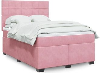 vidaXL Cama Box Spring Con Colch&oacute;n Terciopelo Rosa 140x200 Cm Vidaxl