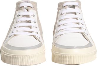 Hide & Jack White Beige Lace Up Mid Top Casual Sneakers Mens Shoes (Pre-Owned)