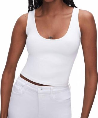 Good American Womens Sculpting Scoop Tank In White