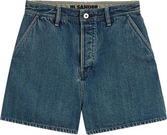 Jil Sander Shorts denim a vita alta - Blu