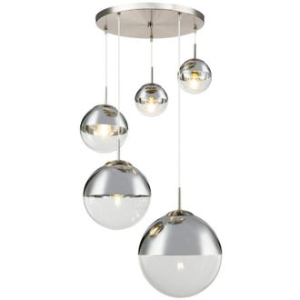 Globo Lighting Varus L&aacute;mpara De Techo Colgante En Racimo, N&iacute;quel Mate, Pantalla De Cristal Transparente, 3 Bombillas E27