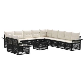 vidaXL Conjunto De Sof&aacute;s De Jard&iacute;n 12 Uds. 11 Plaza Negro Vidaxl