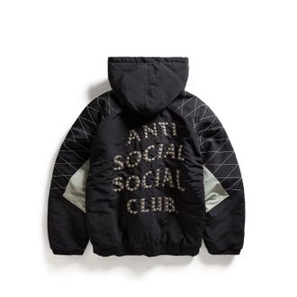 ANTI SOCIAL SOCIAL CLUB Anti Social Club Unisex ASSC Studded Starter Jacket with Quilted Shoulders in Black - Size X-Large