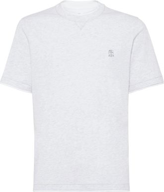 Brunello Cucinelli logo-embroidered crew-neck T-shirt - men - Cotton - M - White