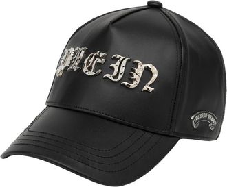 Philipp Plein Baseball Cap Gothic Plein - unisex - Petten - Zwart - ONE Size - Leer - Accessoires