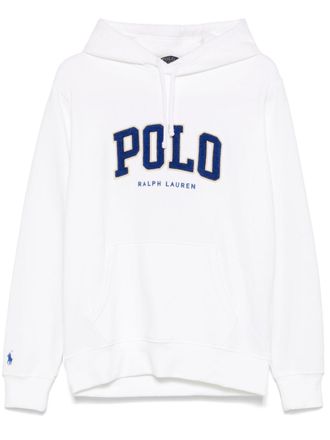 Polo Ralph Lauren logo-flocked hoodie - White