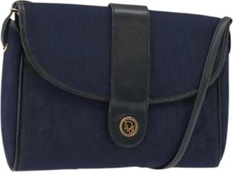 Dior Pre-owned Cross Body Bags, female, Blue, Size: ONE SIZE Pre-owned Trotter Canvas Shoulder Bag