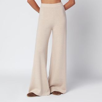 Max Mara Beige wool and cashmere knit trousers
