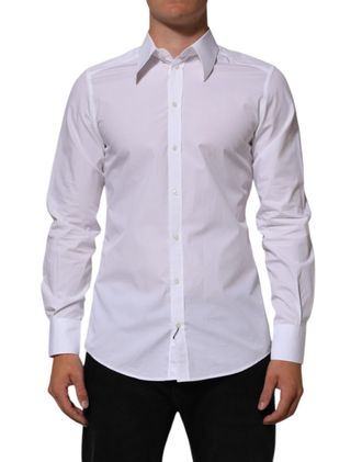 Dolce & Gabbana White Cotton MARTINI Men Formal Dress Mens Shirt