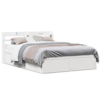 Berkfield Home Bed Frame with Headboard White 140x200 cm Solid Wood Pine