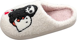 Generic Winter Halloween Couple Novelty Large Size Warm Slippers for Women and Men Cozy Home Footwear with Cartoon Design (White, 4)