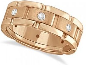 Allurez Mens Wide Band Diamond Eternity Wedding Ring 18kt Rose Gold (0.40ct)