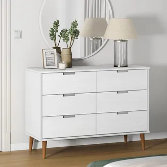 vidaXL Mesita De Noche Molde Madera Maciza De Pino Blanca 113x40x80 Cm Vidaxl