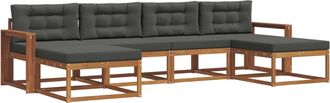 vidaXL Conjunto De Sof&aacute;s De Exterior 6 Uds. Natural Y Antracita Vidaxl