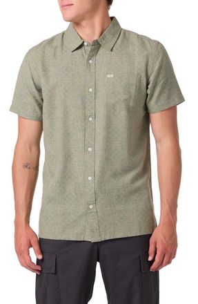 O'Neill ORiginals Eco Print Standard Fit Short Sleeve Button-Up Shirt in Clover at Nordstrom, Size Small