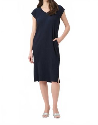 Joseph Ribkoff Pleated Straight Dress In Navy